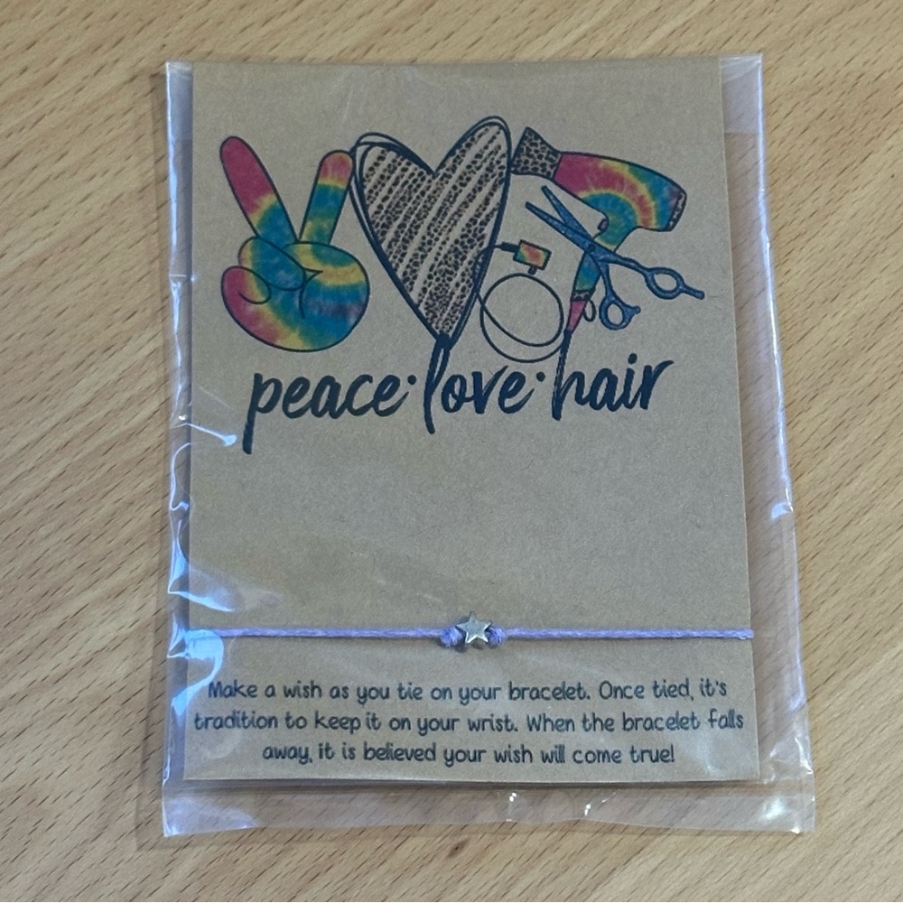 Peace Love Hair Bracelet with Star Charm